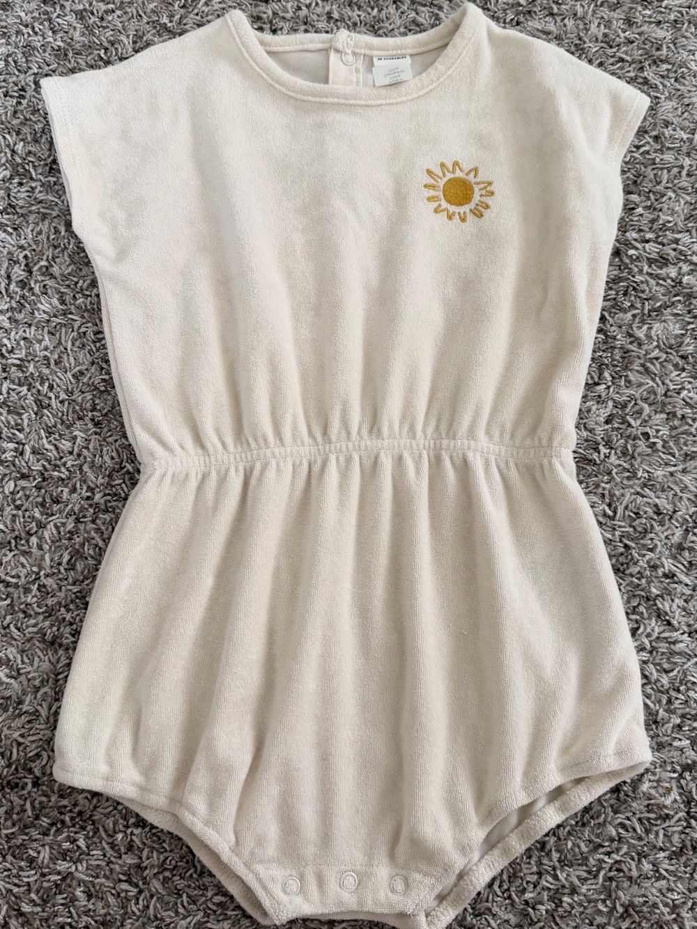H&M Cream Romper with Yellow Sun Embroidery